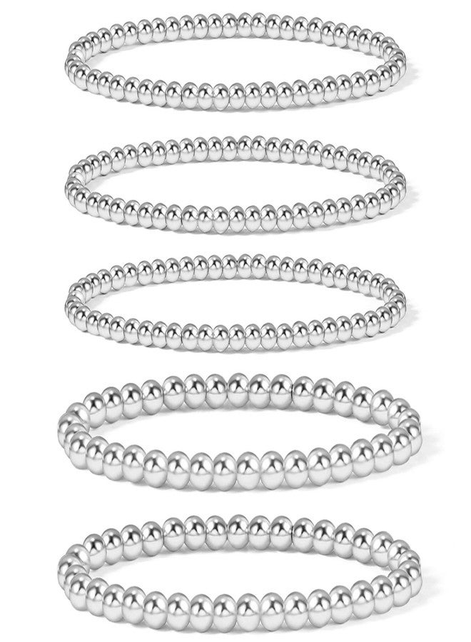 Badu Silver Plated Beaded Bracelets for Women Silver Plated Bracelet Stretchable Adjustable Bracelet - Image 1